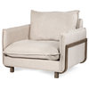 Roy II Castlerock Gray Upholstered and Brown Wood Frame Arm Chair, Brown
