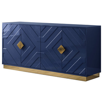 Babatunde 65" Lacquer With Gold Accents Sideboard, Blue