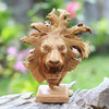 Novica Handmade Emerging Lion Wood Sculpture