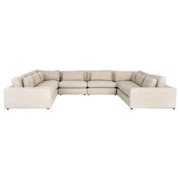 Contemporary Beige Linen 8-Piece U-Shaped Sectional Sofa