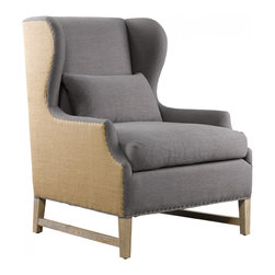 Amelie Wing Arm Chair-Blue mix - Armchairs And Accent Chairs