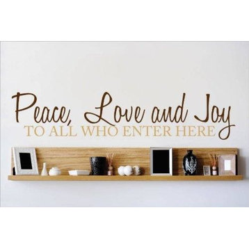 Peace, Love & Joy To All Who Enter Here Welcome Sign Decal, 6x30"