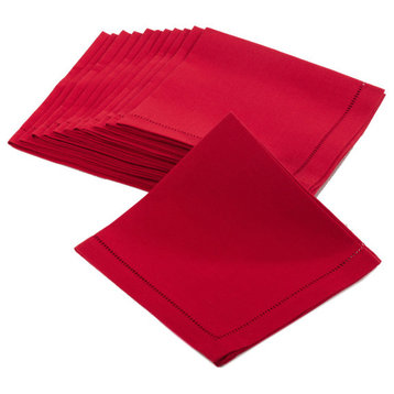 Rochester Collection Napkins with Hemstitched Border, Red, Set of 4, 6x6