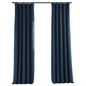 Signature Midnight Blue Blackout Velvet Curtain Single Panel, 50"x96"