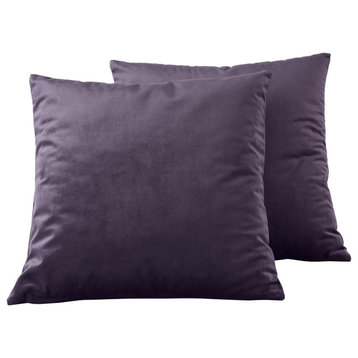 Heritage Plush Velvet Cushion Cover Pair, Omega Purple, 18w X 18l