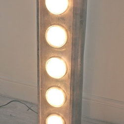 Jon Urban Industrial Galvanised Steel Floor Standing Light with Five Car Headlam - Floor Lamps
