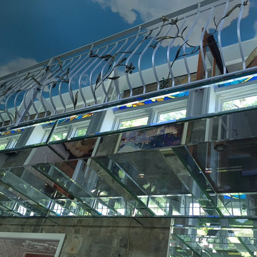 Interior balcony w/suspended mirrors