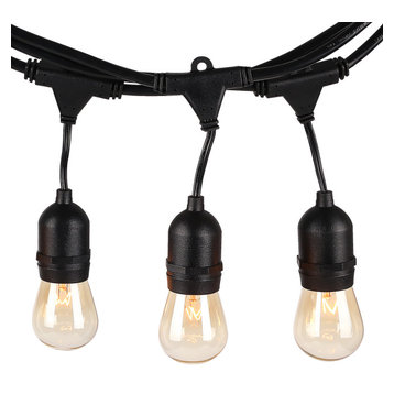 TORCHSTAR 50ft String Light, 15 Sockets, 15 Bulbs + Extra 9 Free Bulbs, Filament