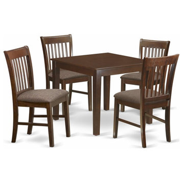Atlin Designs 5-piece Wood Dining Set with Fabric Seat in Mahogany