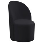 Meridian Furniture - Hautely Boucle Fabric Upholstered Accent Chair, Black - Relax in comfort with this Hautely accent chair. Featuring black boucle fabric upholstery over a wood, iron, and foam frame, this chair's contemporary design makes a bold statement. This chair can be used as either an accent chair or a dining chair, making it a versatile piece for your living space. Its rounded, curved back rest provides support while you sit and visit with family or friends, or while you dine at the dinner table.