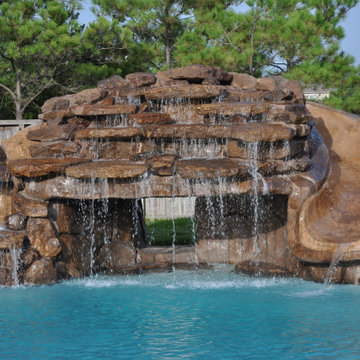 Moss Rock Waterfall with Walk through Slide and Grotto