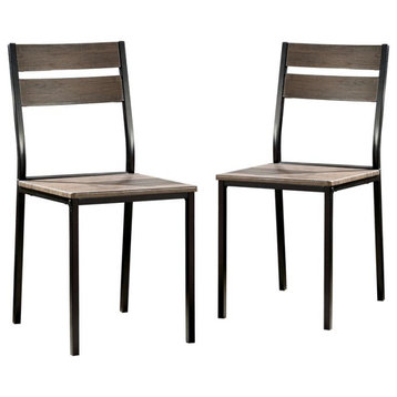 Furniture of America Anras Metal Open-Back Side Chair in Black (Set of 2)