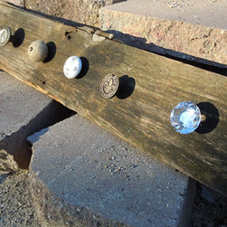 Reclaimed Barnwood Hanging Rack with Decorative Knobs - Wall Hooks