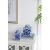 Square Decorative Jar or Canister, Blue/White