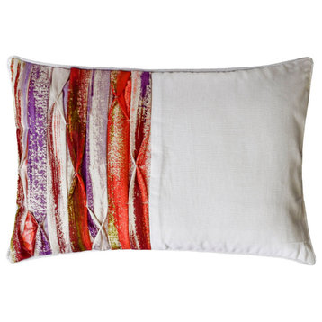 White Linen 12"x24" Lumbar Pillow Cover, Pintucks and Textured Adwin