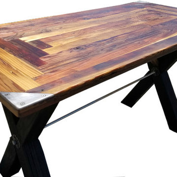 Redwood Table W/ Shou Ban and Metal Features / $995