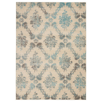 Nourison Tranquil Transitional Area Rug, Ivory/Turquoise, 6'x9'
