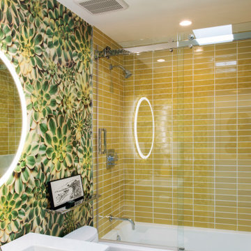 75 All Wall Treatments Yellow Tile Bathroom Ideas You'll Love - May ...