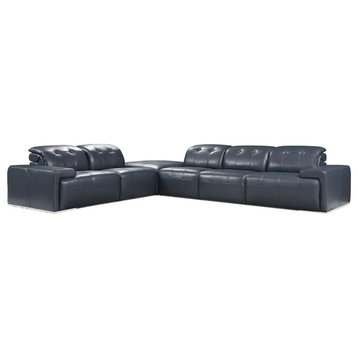 Sarah Modern Blue Leather Sectional Sofa