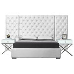 Meridian Furniture - Grande Velvet Bed, White, Queen - Rejuvenate your bedroom space with this Grande White Velvet Queen Bed. Svelte velvet covers each inch of this magnificently styled bed, lending it a bit of softness and glamour. The bold headboard is heavily button tufted for a regal and sophisticated look, and it's padded, so you can rest your back against it while you read or watch TV. The full-framed base is modish and sleek and provides sturdy support for the mattress of your choice.