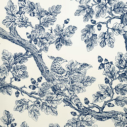 Acorn & Oakleaf Toile: Blue - Wallpaper
