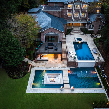 Luxury Multi-Level Pool with Fire Features & Outdoor Living Design