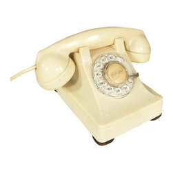 White 1930s Glamour Bakelite Telephone by Bell Systems - Desk Accessories