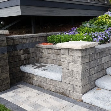 Unilock Ledgestone Step Staircases w/ Oaks Ortana Retaining Walls & Pillars