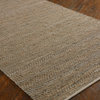 Hand Woven Recycled Leather and Hemp Area Rug 5x8 Beige Brown Leather Hemp