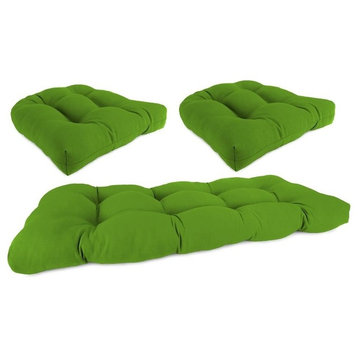 3 Piece Wicker Set, 1 Settee & 2 Seats, Green color