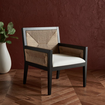 Safavieh Couture Emilio Woven Accent Chair, Black/Natural