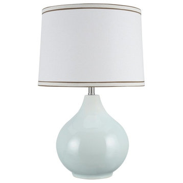 40062-1, 21" High Traditional Ceramic Table Lamp, Pale Sea Green Finish
