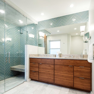 75 Beautiful Green Tile Walk-In Shower Pictures & Ideas | Houzz