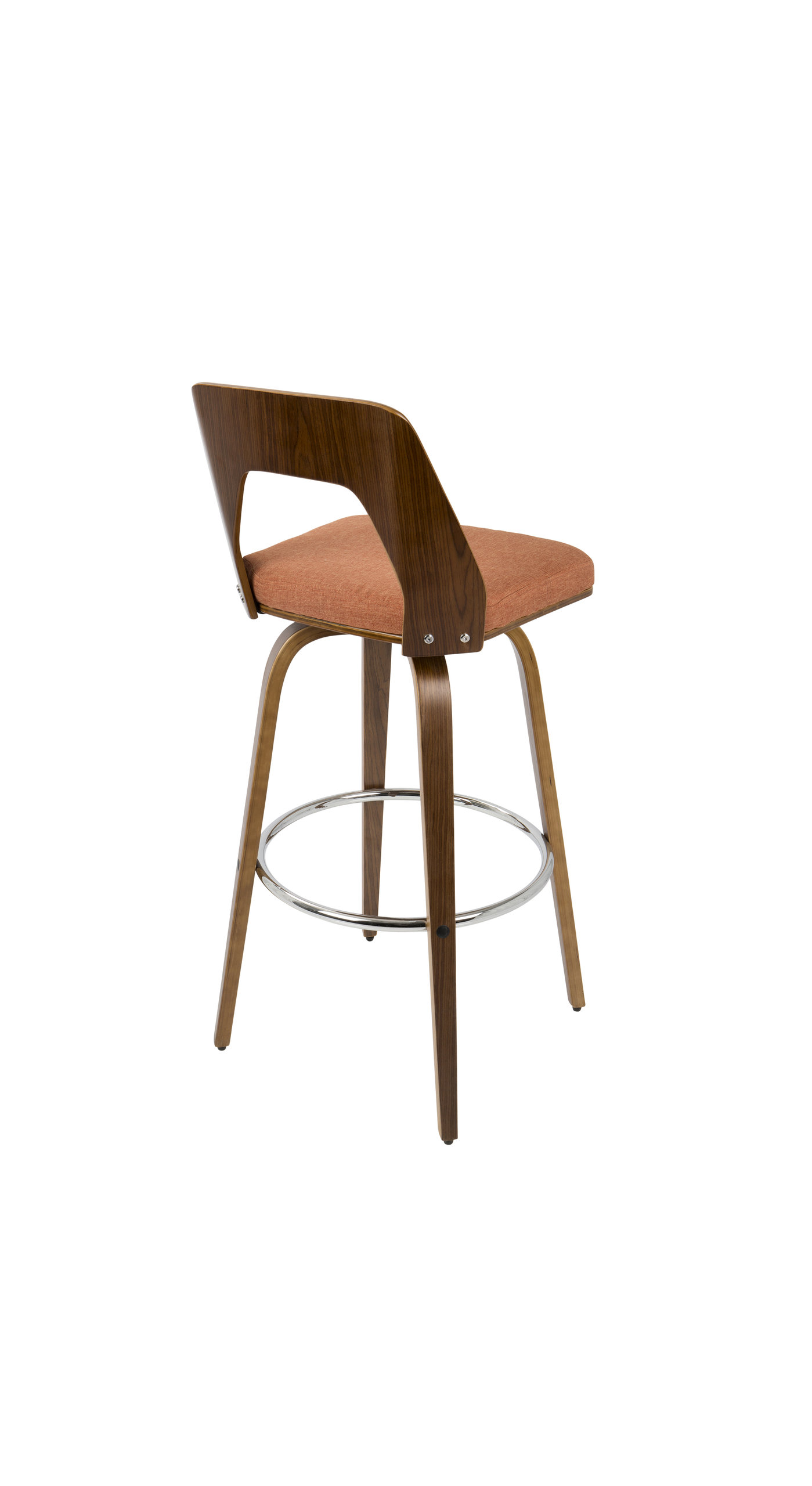 LumiSource Trilogy Barstool, Walnut and Orange, Set of 2