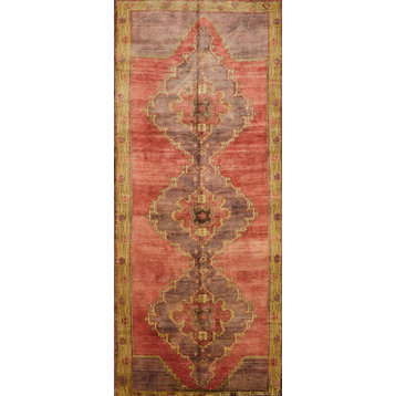 One-of-a-Kind Hand Knotted  5'1"x12' Red/Gold Oriental Area Rugby Loloi