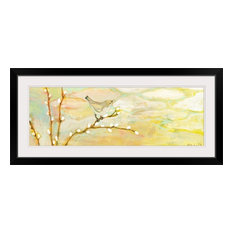 "Watching the Clouds No 3" Black Framed Wall Art Print, 36"x12"