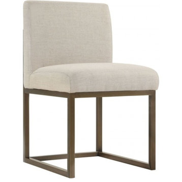 Haute Beige Linen Chair in Brass - Beige
