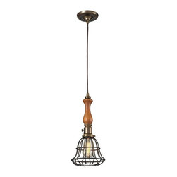 Elk Lighting - Elk Lighting Spun Wood 16 in. 1 Light Pendant Vintage Brass / Vintage Rust - Pendant Lighting