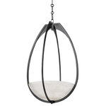 Hudson Valley Lighting - Lloyd Large 1-Light Pendant Black Nickel - A floating work of art, Lloyd features a perfect piece of white alabaster resting within an airy and delicate cage. Light fills the alabaster bowl with a warm glow, casts upward through the open teardrop shape, and softly reflects off the metalwork for an overall effect that is both functional and tranquil. Available as a wall sconce or a pendant in two sizes with 2 gorgeous finishes, Lloyd is sure to fill the void in any space with a serene beauty.