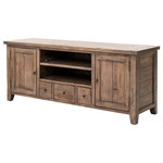 Four Hands Furniture - Irish Coast TV Console 3 DRW/2DR - Naturally distressed, reclaimed pallet wood is transformed into simple, Shaker-style media console. Drawers and doors offer easy storage, with solid brass hardware.