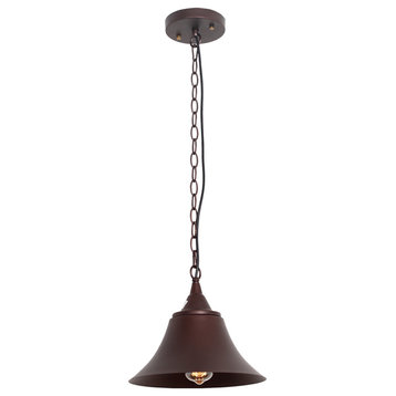 Cuddie Industrial 1-Light Oil Rubbed Bronze Ceiling Pendant, 11" Wide