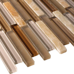 Light and Dark Glass and Honey Onyx Stone Backsplash Mosaic Tile Collection - Home Accessories & Decor