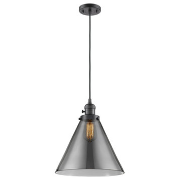 Cone Mini Pendant With Switch, Oil Rubbed Bronze, Plated Smoke
