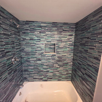 Contemporary Bathroom Shower Featuring a Built-In Niche