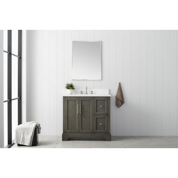 Vanity Art Bathroom Vanity with Sink & Top, Silver Grey, 36", Engineered Marble