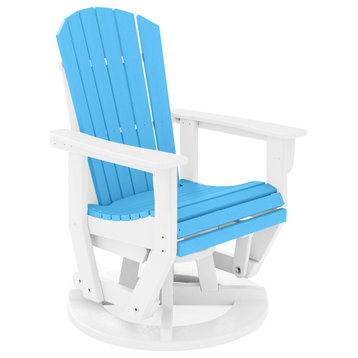 Ocean View HDPE Swivel Glider Chair, Destin White and Summer Blue