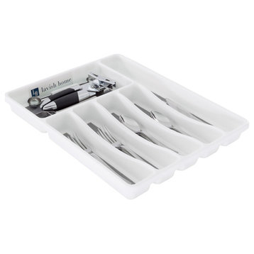 Silverware Drawer Organizer With 6 Sections, Nonslip Tray