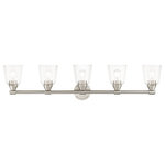 Livex Lighting - Catania 5-Light Brushed Nickel Large Vanity Sconce - The clean and simple Catania vanity sconce features a brushed nickel finish with hand blown clear glass. This sleek design will brighten up any bathroom.