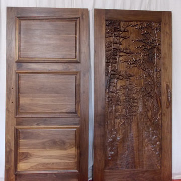 Black Walnut Wood Carved Doors