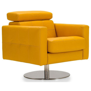 Mimi Accent Chair, Full Grain Italian Leather, Yellow